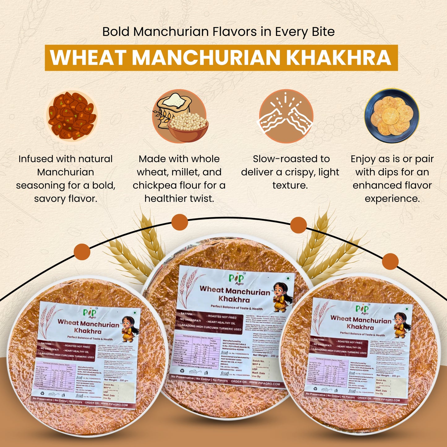 Wheat Manchurian Khakhra 200g | NO Palm Oil | गहू मंचुरियन खाखरा