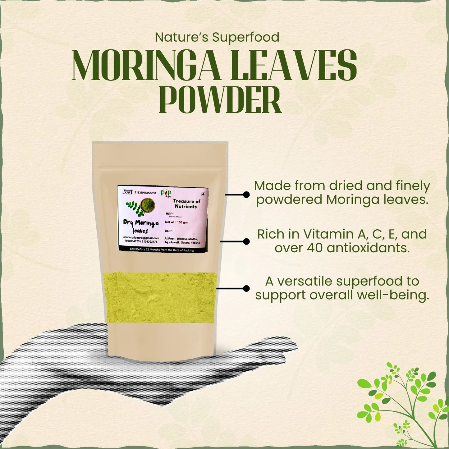 Moringa Leaves Powder 100 gm | Drumstick Leaf Powder | मोरिंगा पावडर