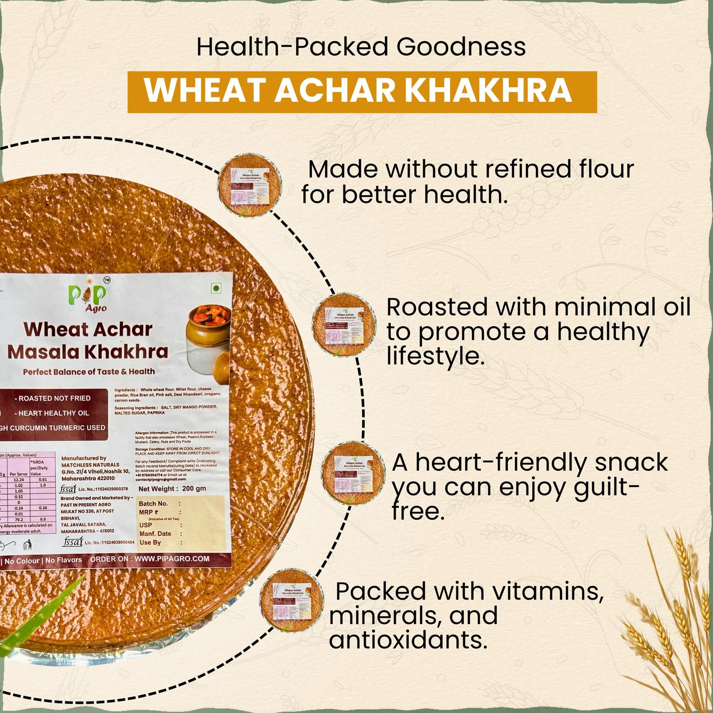 Wheat Achar Khakhra 200g | NO Palm Oil | गहू आचार खाखरा