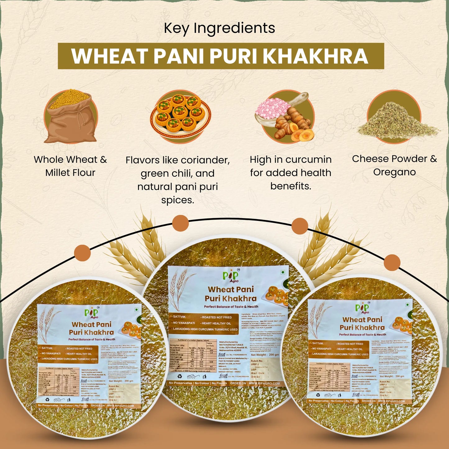Wheat Pani Puri Khakhra 200gm | NO Palm Oil | गहू पानी पुरी खाखरा