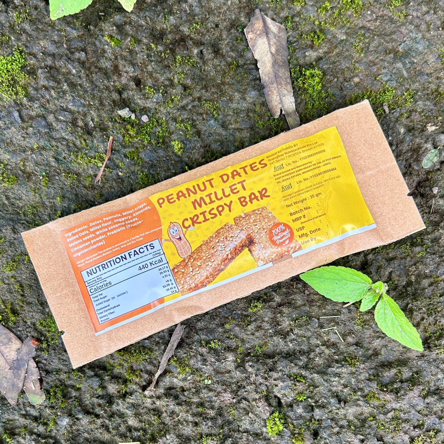 Dates Peanut Milet Crispy BAR 40g | Oats,Dates, Peanut & Super Seeds - No Added Sugar | मिलेट पिनट बार