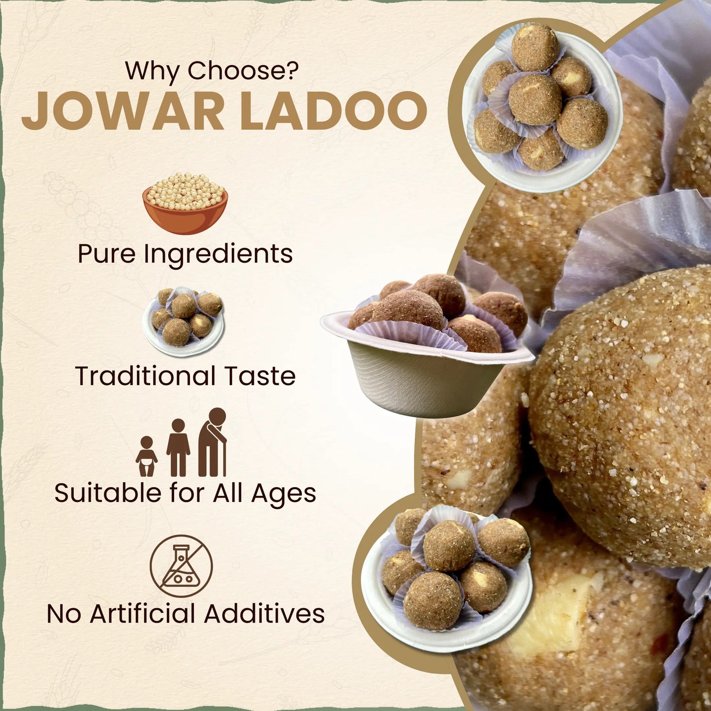 Jowar / Jwari Jaggery-Ghee ladoo / Laddu 200 gm | ज्वारी लाडू