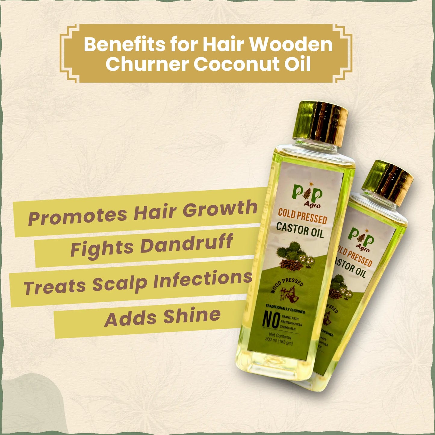 Wooden Churner Pressed Castor Oil - Cold Pressed | एरंड तेल