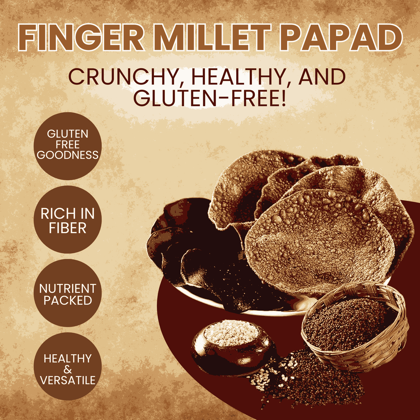 Finger Millet Papad / Nachani / Ragi Papad 100g | नाचणी पापड