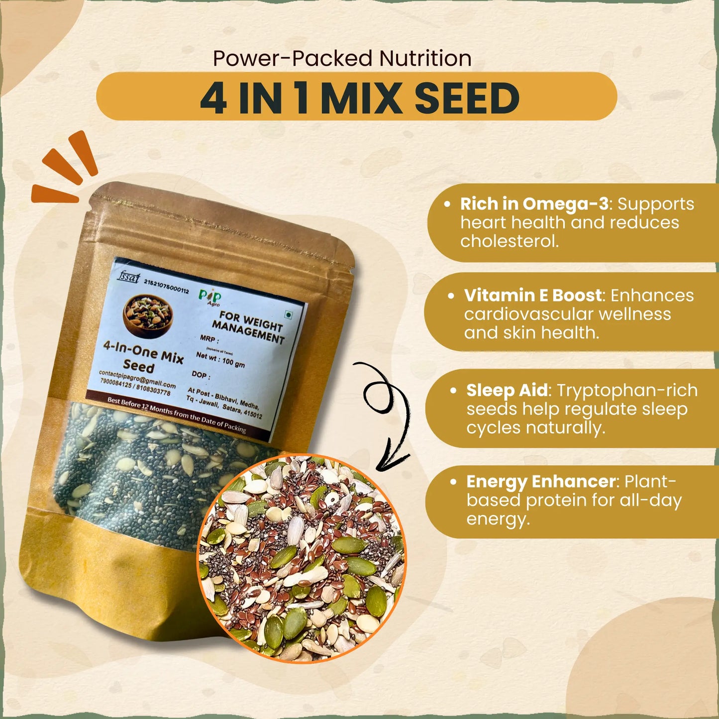4-In-One Mix Seed | Antioxidant Seeds - Seeds for Eating | 4 इन वन
