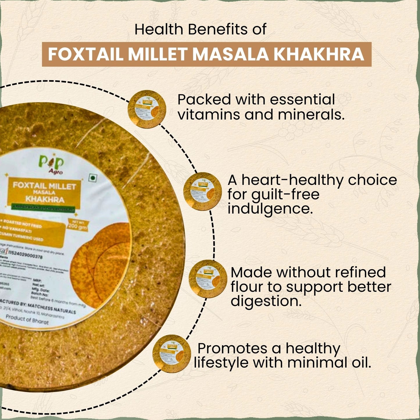 Foxtail Millet Masala Khakhra 200gm | NO Palm Oil | राळा मसाला खाखरा