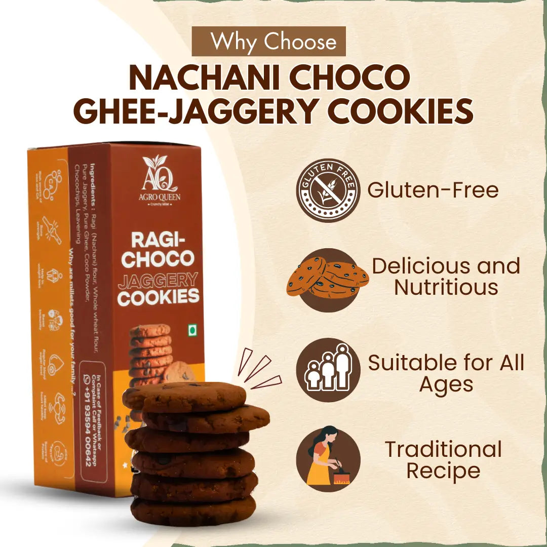 Ragi / Nachani Choco Ghee-Jaggery cookies 100g | नाचणी चोको कुकीज