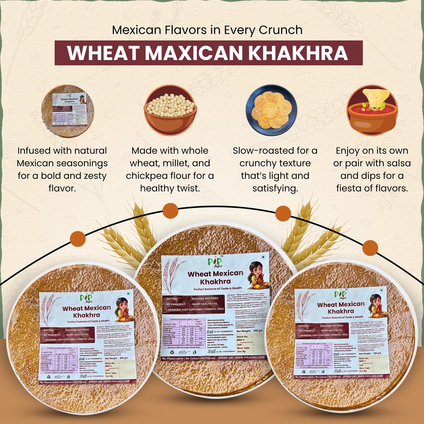 Wheat Maxican Khakhra 200 gm | NO Palm Oil | गहू मेकसिकन खाखरा