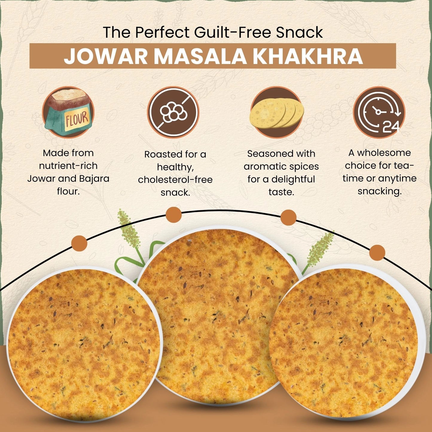 Jowar/Bajara Masala Khakhra 200gm | NO Palm Oil | ज्वारी बाजरी मसाला खाखरा