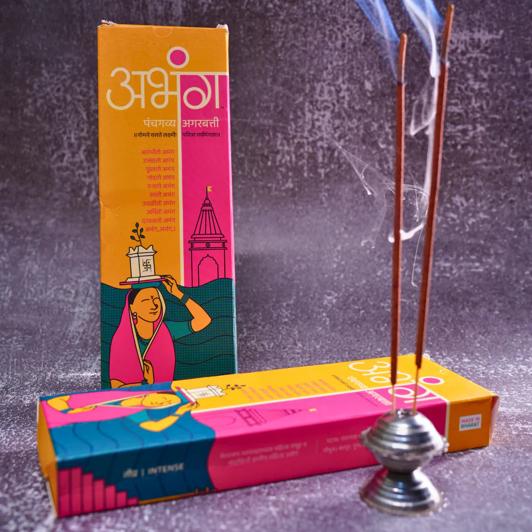 ABHANG Charcoal-Free Panchagavya Intense Agarbatti - 100g Avg 60 sticks | Natural, Natural,Long-Lasting Fragrance,Made By Cow Dung, No Artificial Essence