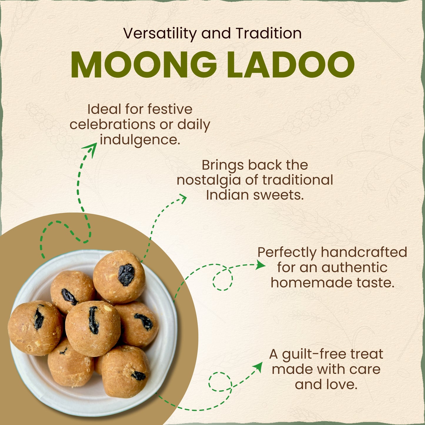 Whole Moong Jaggery-Ghee Ladoo / Laddu 200g | मूग लाडू