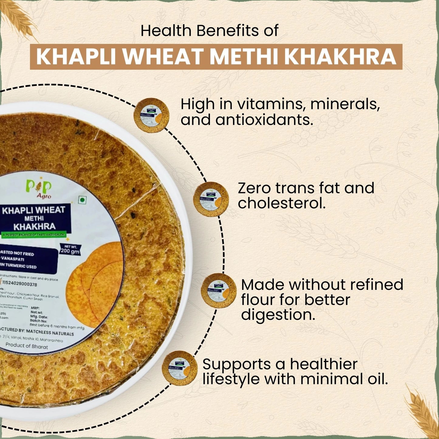 Khapli Wheat Methi Khakhra 200gm | NO Palm Oil | खपली गहू मेथी खाखरा