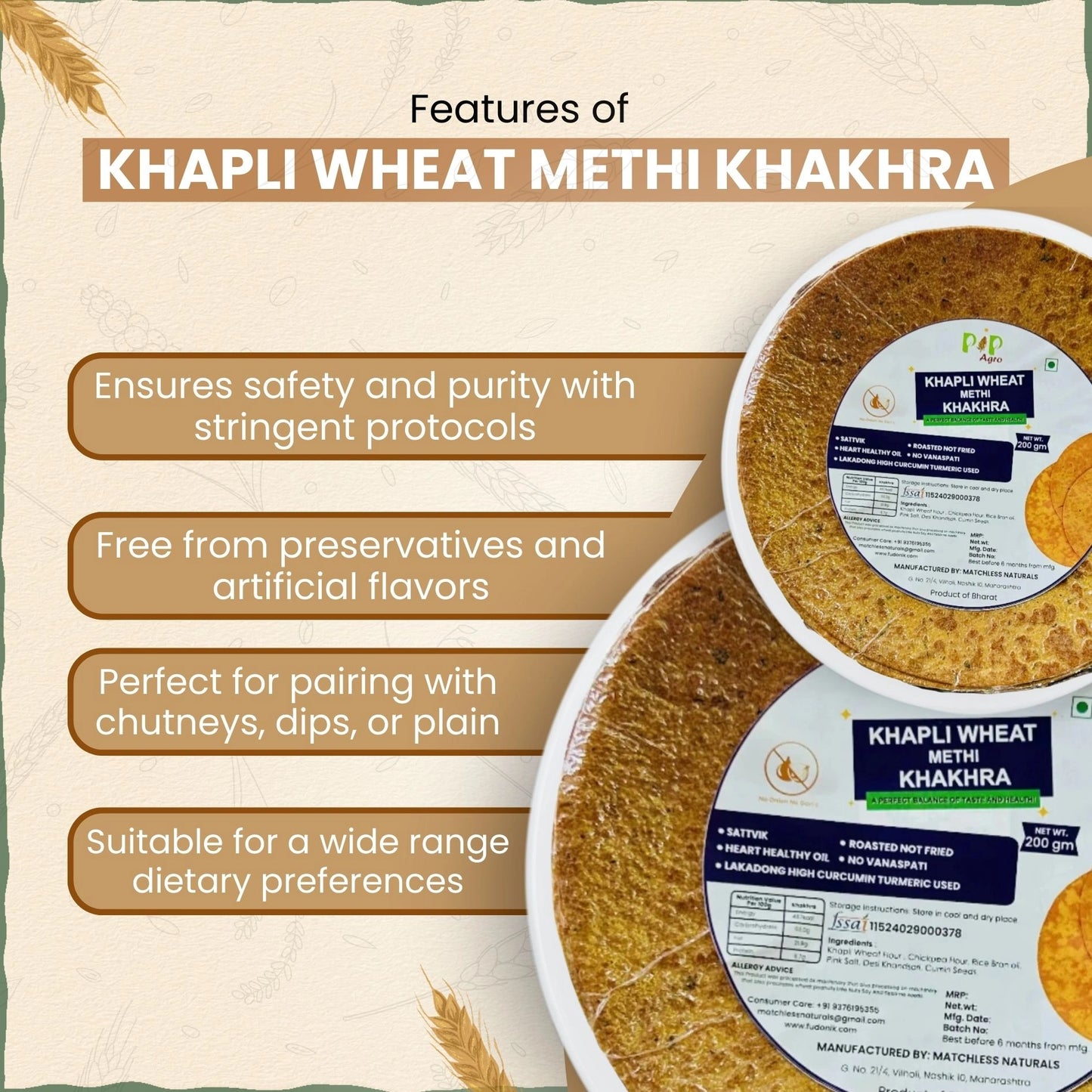 Khapli Wheat Methi Khakhra 200gm | NO Palm Oil | खपली गहू मेथी खाखरा