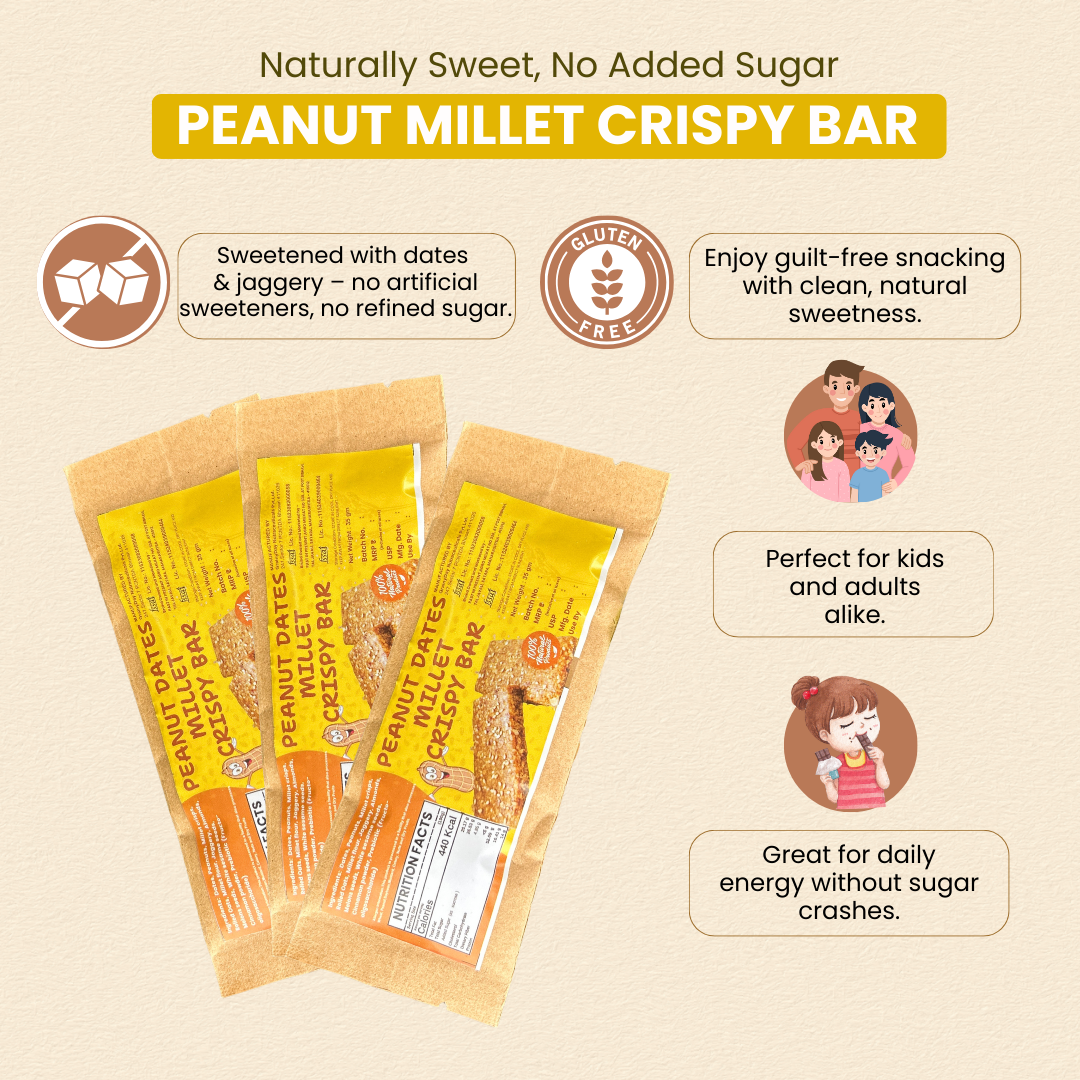 Dates Peanut Milet Crispy BAR 40g | Oats,Dates, Peanut & Super Seeds - No Added Sugar | मिलेट पिनट बार