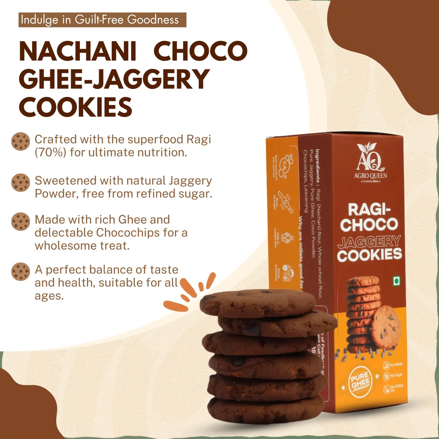 Ragi / Nachani Choco Ghee-Jaggery cookies 100g | नाचणी चोको कुकीज