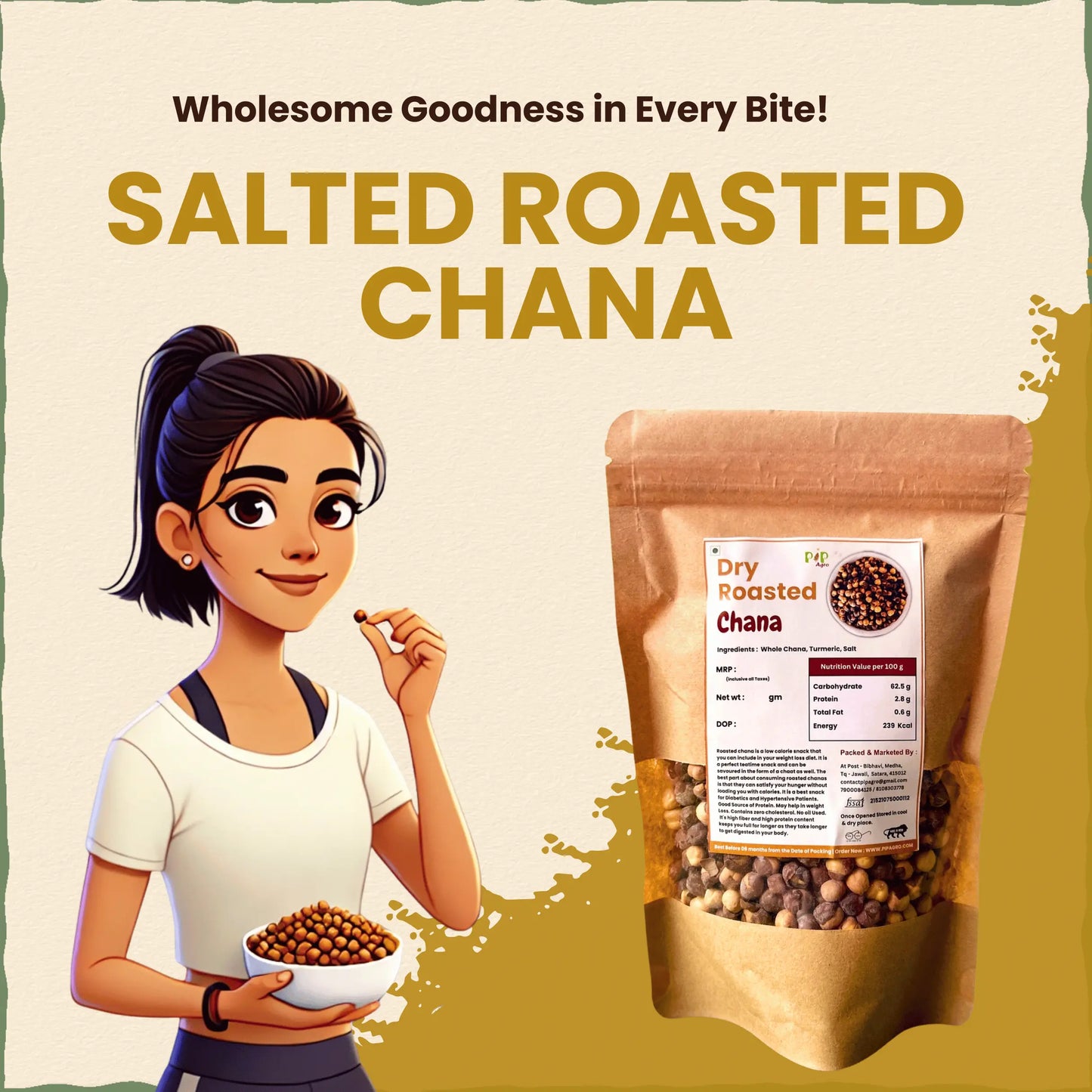 Salted Roasted Chana 200 gm l 100% Vegan | High Protein Food | खारे चना
