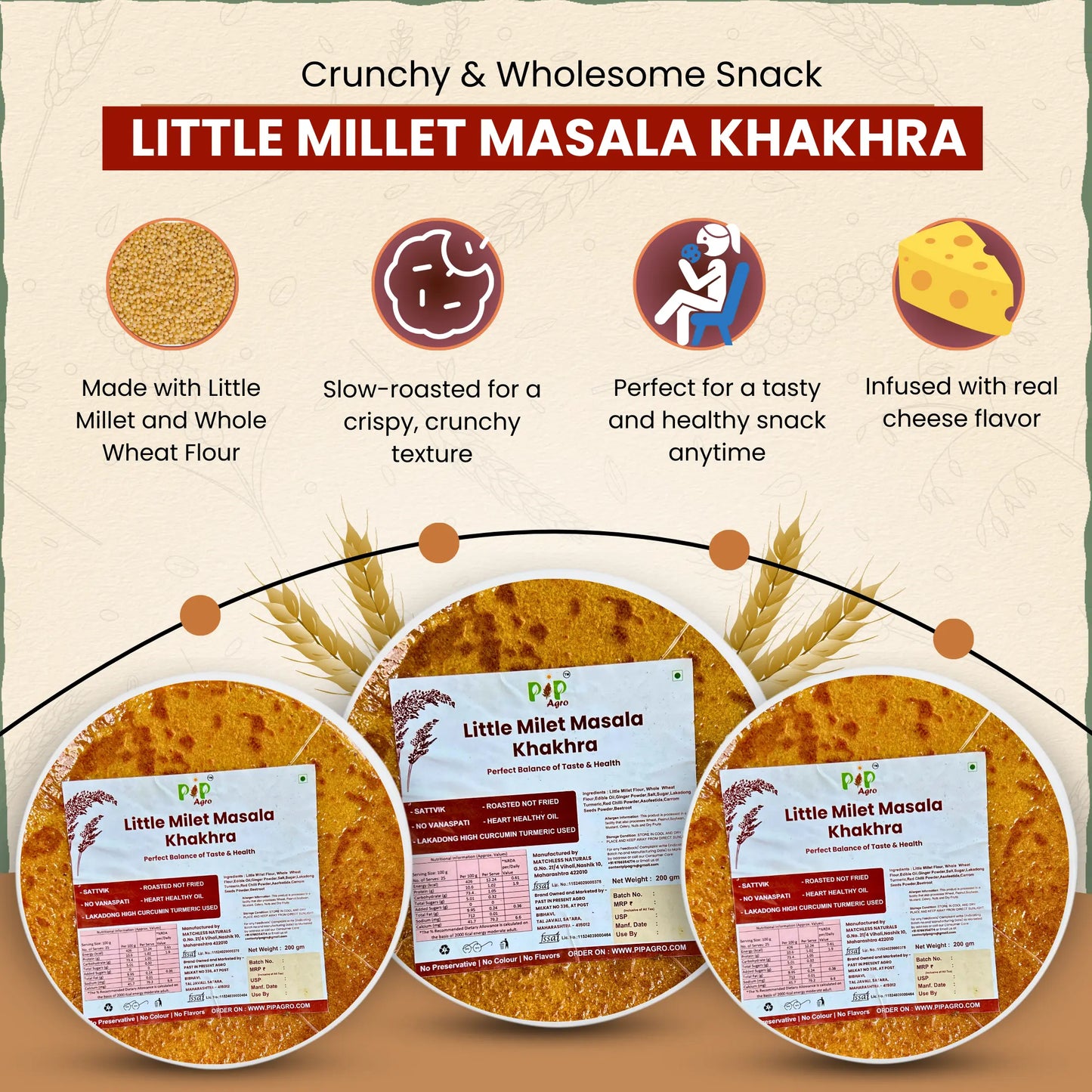 Little Millet Masala Khakhra 200g | NO Palm Oil | लिटल मिलेट मसाला खाखरा