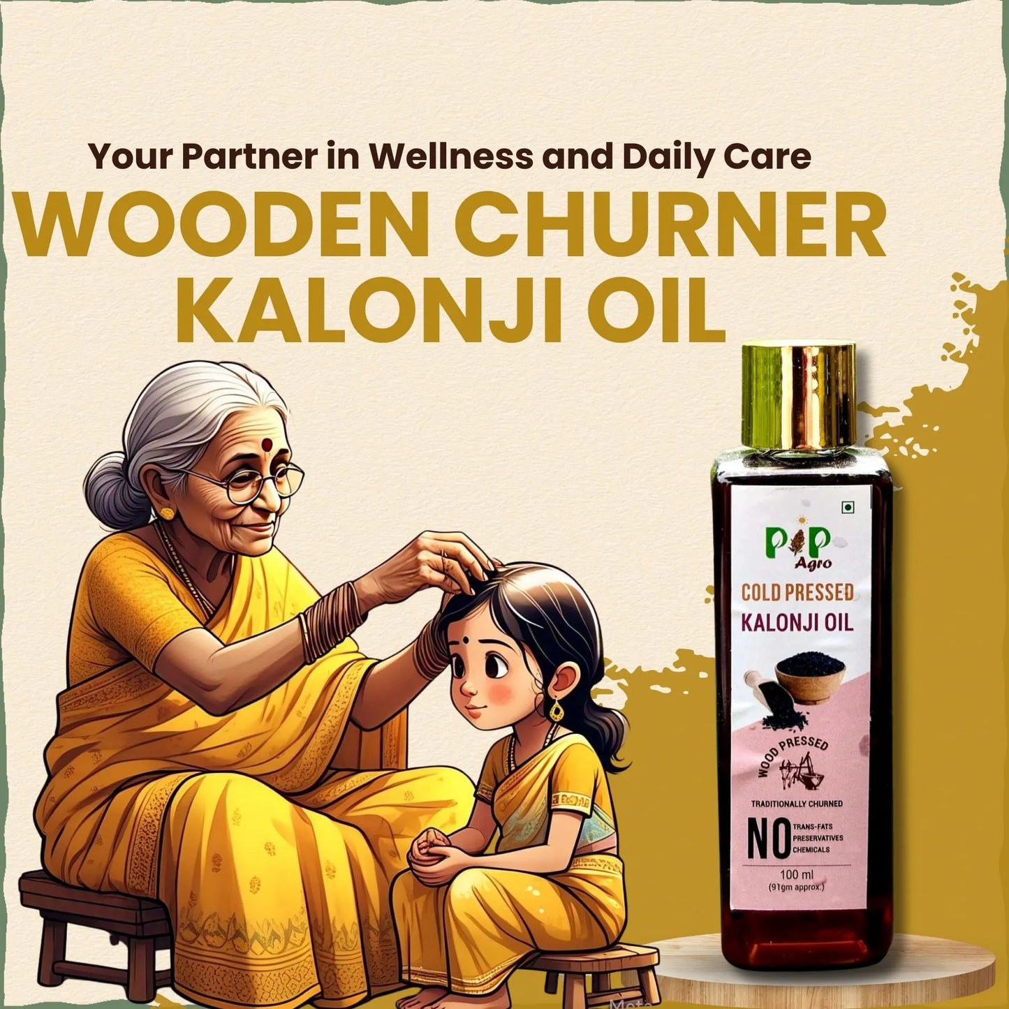 Kalonji Oil Wooden Cold Pressed 50 ml | Protects Hair & Scalp - Cold Pressed | कलोंजी तेल