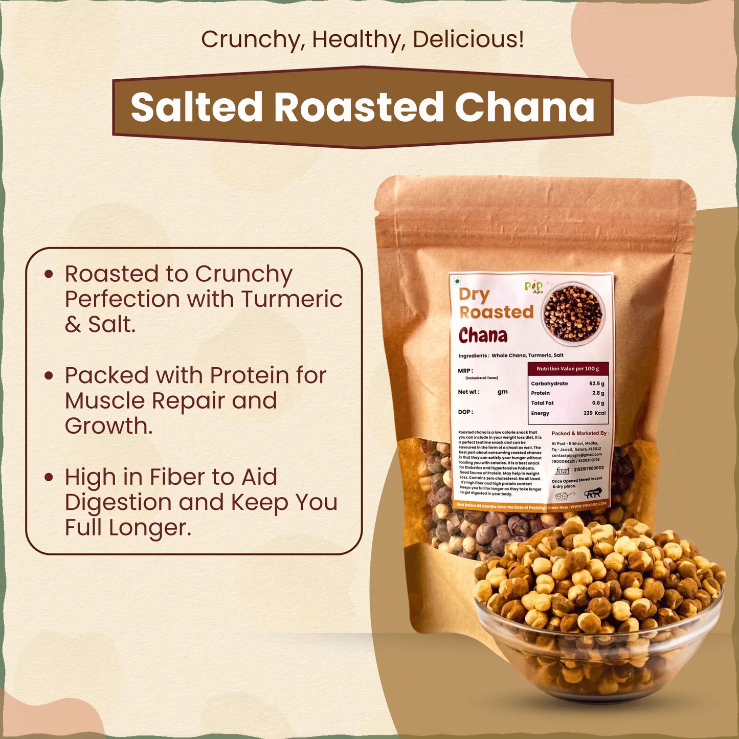 Salted Roasted Chana 200 gm l 100% Vegan | High Protein Food | खारे चना