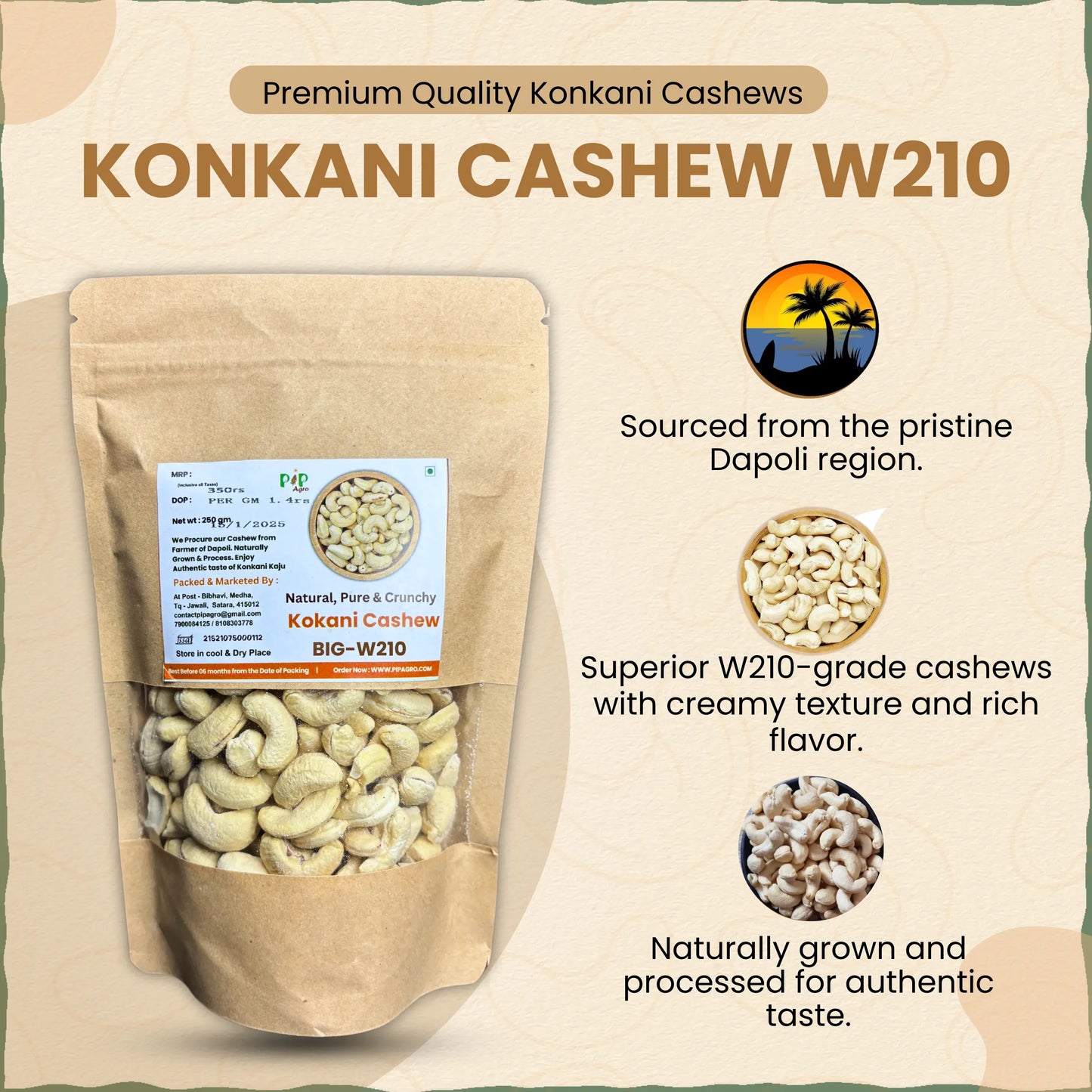 Konkani Cashew | Konkani Kaju | BIG-W210 | काजू 210
