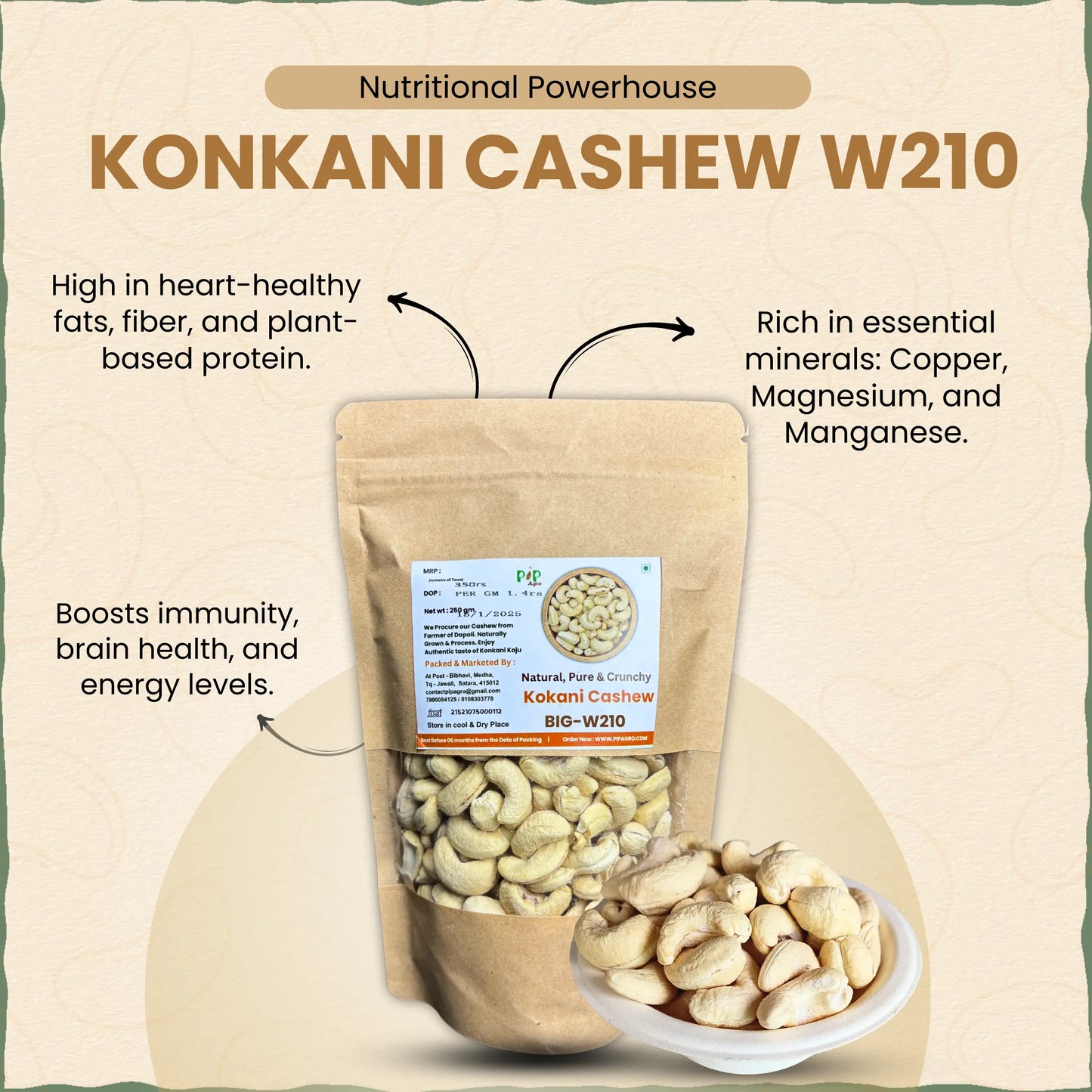 Konkani Cashew | Konkani Kaju | BIG-W210 | काजू 210