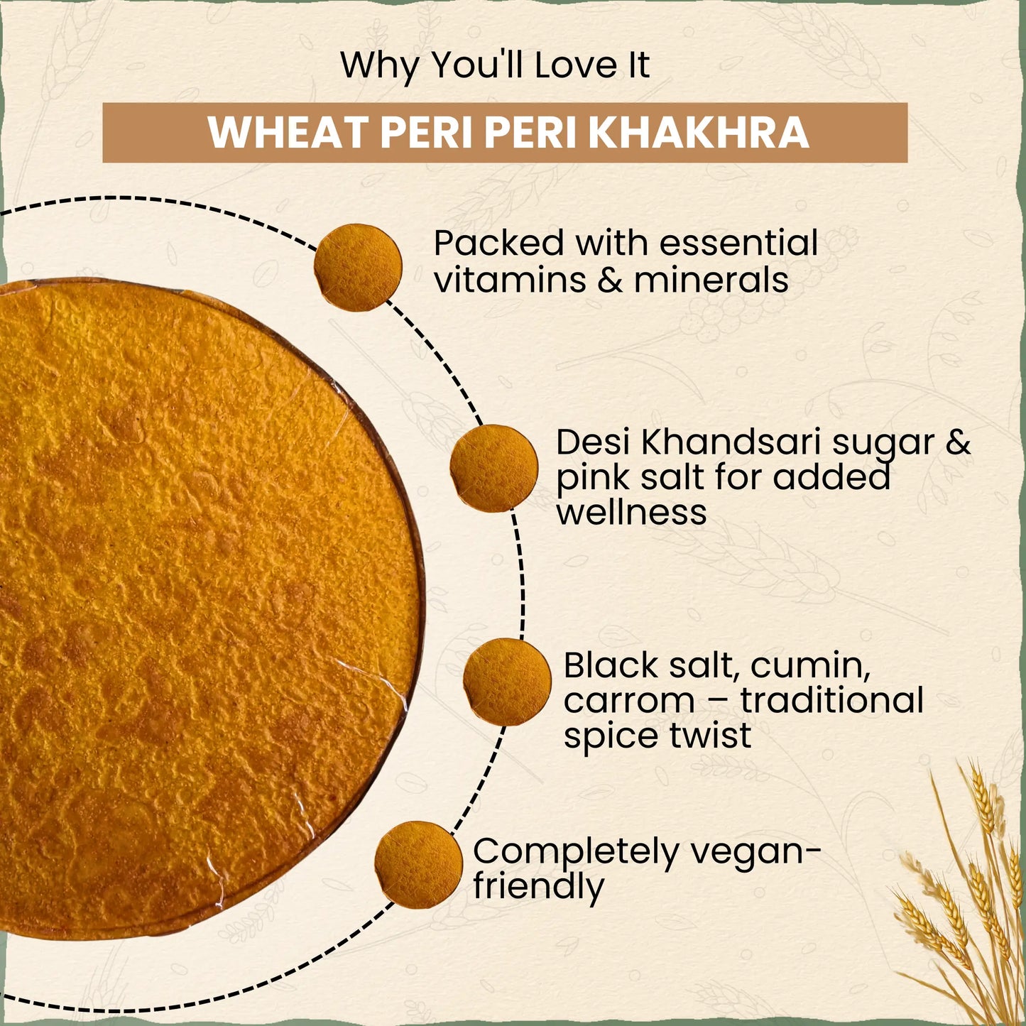 Wheat Peri Peri Khakhra 200gm | NO Palm Oil | गहू पेरी पेरी खाखरा