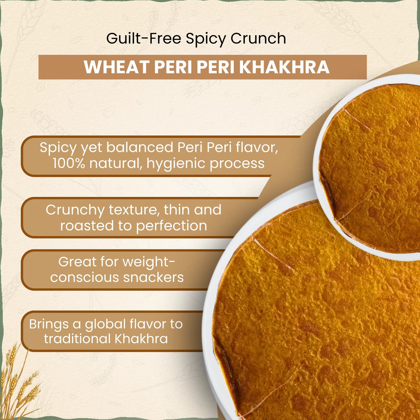 Wheat Peri Peri Khakhra 200gm | NO Palm Oil | गहू पेरी पेरी खाखरा