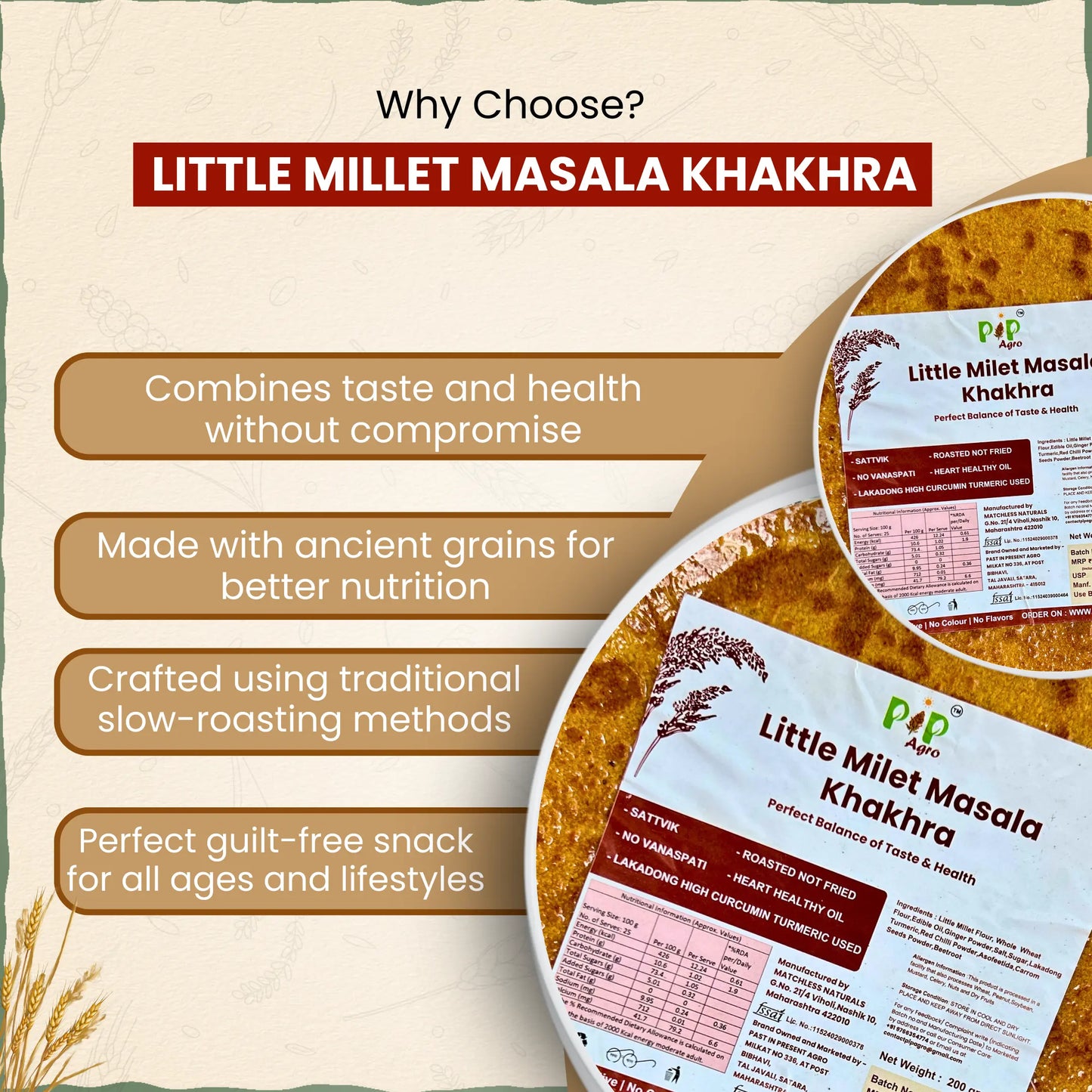 Little Millet Masala Khakhra 200g | NO Palm Oil | लिटल मिलेट मसाला खाखरा
