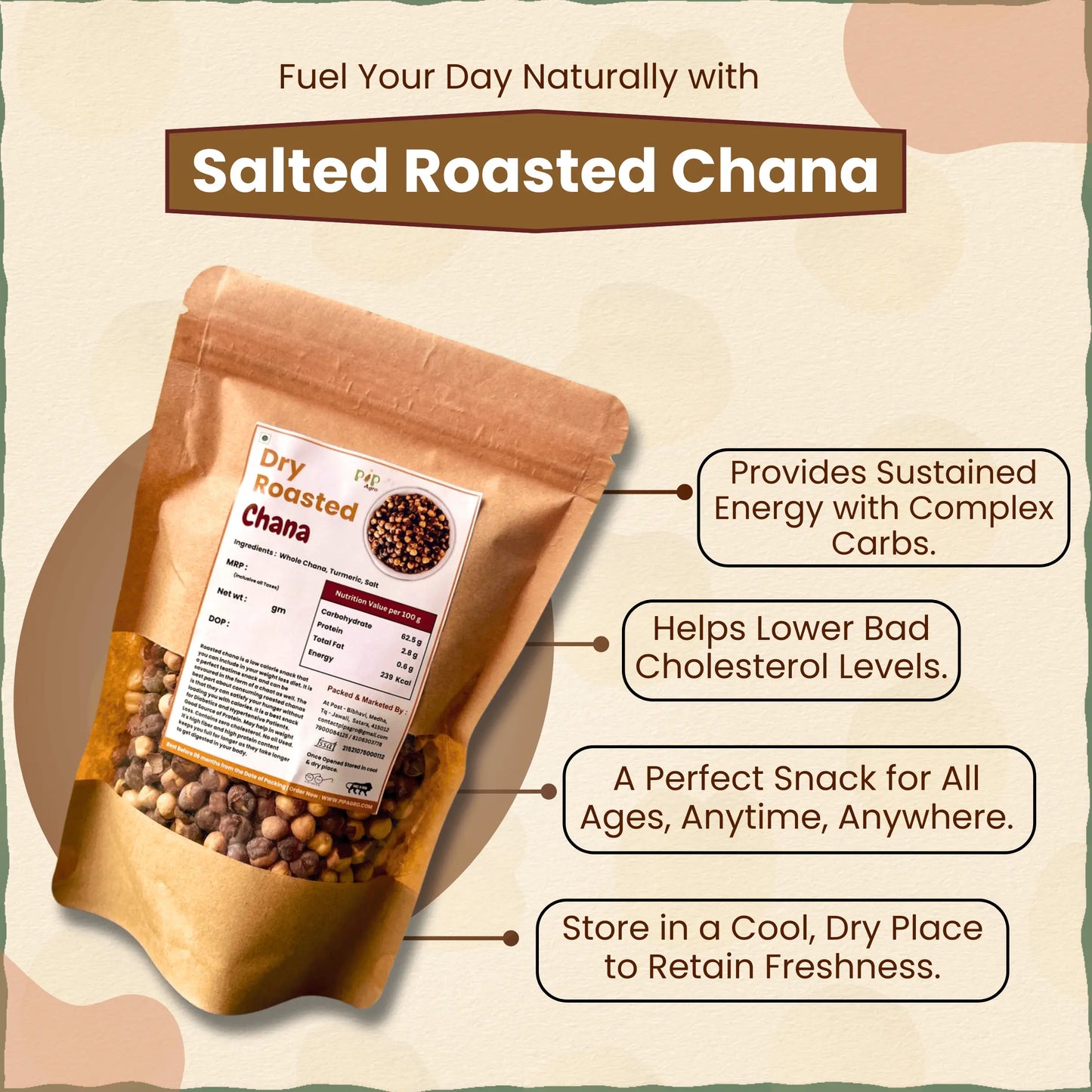 Salted Roasted Chana 200 gm l 100% Vegan | High Protein Food | खारे चना