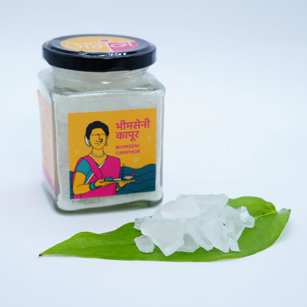 ABHANG Bhimseni Kapoor (Camphor) 100g Glass Jar – Natural, Pure Fragrance