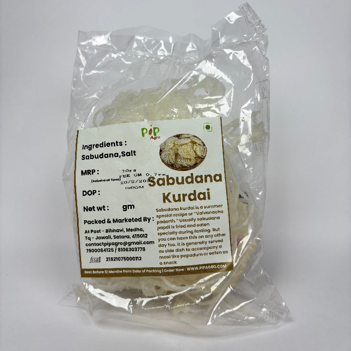 Sabudana Kurdai 100 gm | Sabudana Kurdai for Upwas Snacks farahal | साबुदाणा कुरडई