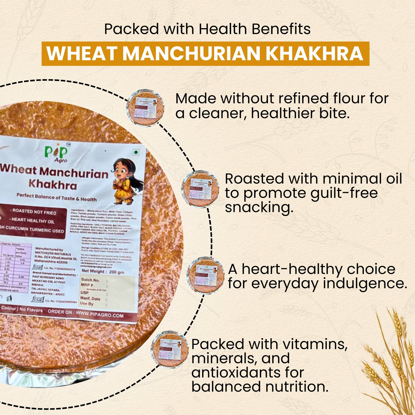 Wheat Manchurian Khakhra 200g | NO Palm Oil | गहू मंचुरियन खाखरा