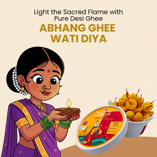 ABHANG Ghee Wati Diya - Pack of 35 pcs | 100% Wax Free-Made by Cow Ghee