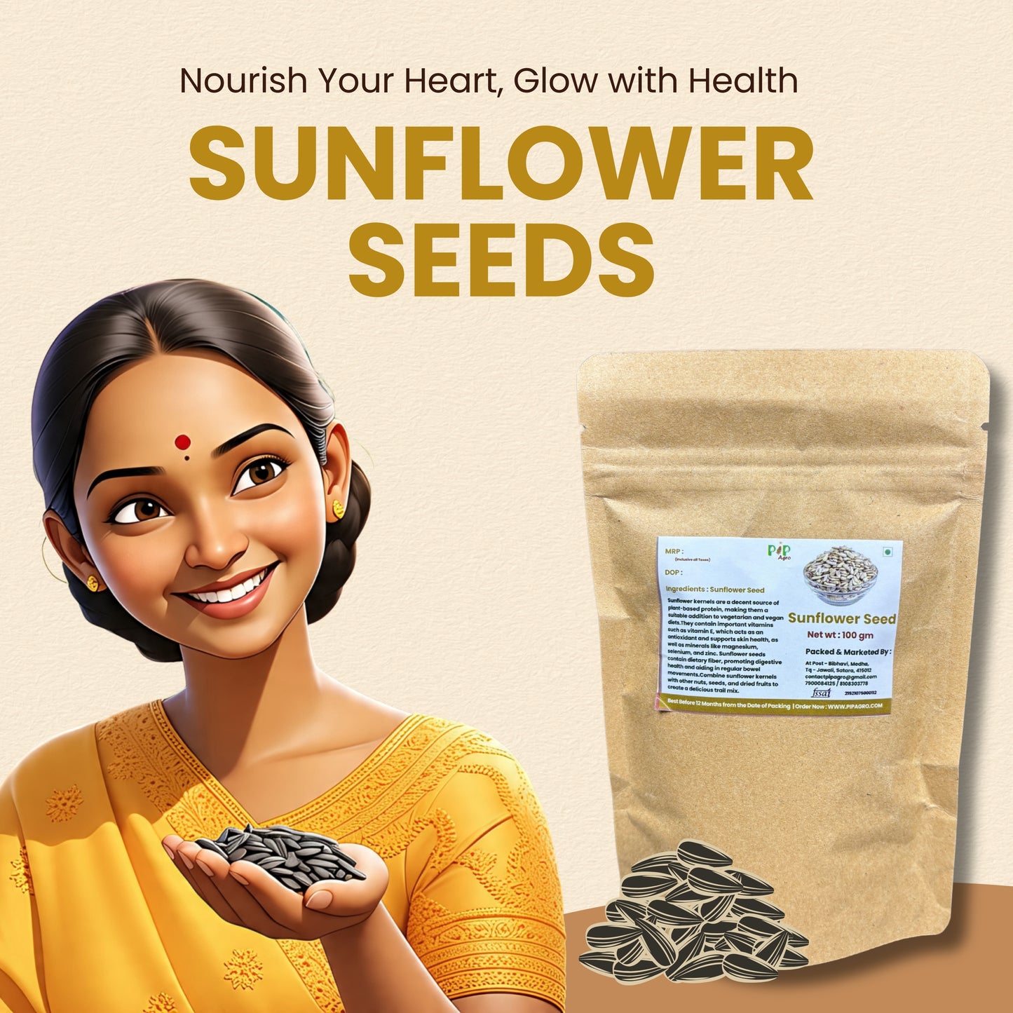 Sunflower Seed 100g | High in Vitamin, Fibre & Protein Seeds | सूर्यफूल बी