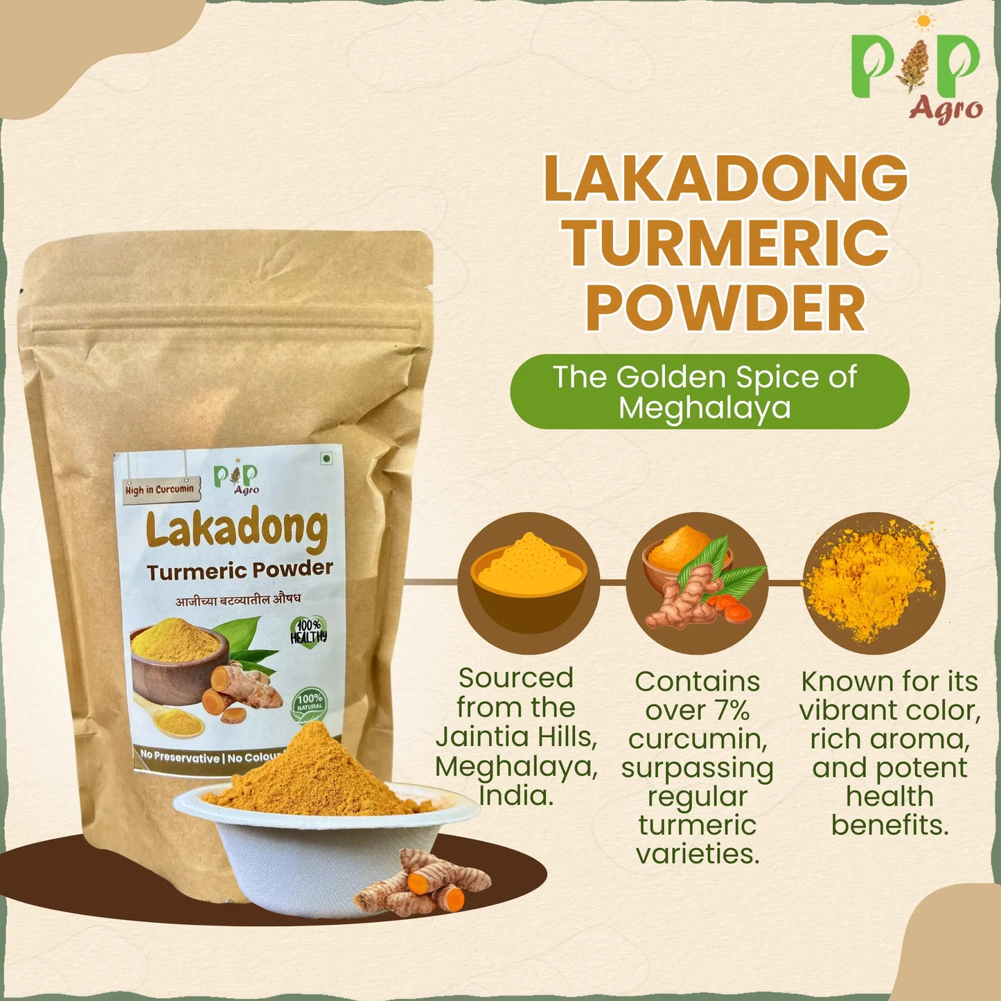 Pure Lakadong Turmeric Powder | लकाडोंग हळद पावडर