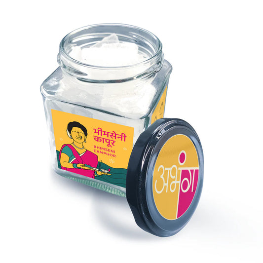 ABHANG Bhimseni Kapoor (Camphor) 100g Glass Jar – Natural, Pure Fragrance