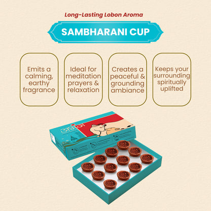 ABHANG Sambharani Cup - Pack of 12 cup | Charcoal Free, Long Lasting, Made By Cow Dung, No Artificial Essence