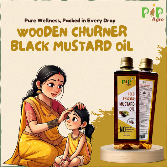 Wooden Churner Black Mustard Oil I Cold-Pressed | काळी मोहरी तेल