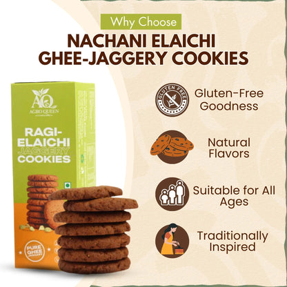 Ragi / Nachani Elaichi Ghee-Jaggery cookies | नाचणी वेलची कुकीज