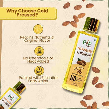 Wooden Cold Pressed Almond / Badam Oil 100 ml - Cold Pressed | बदाम तेल