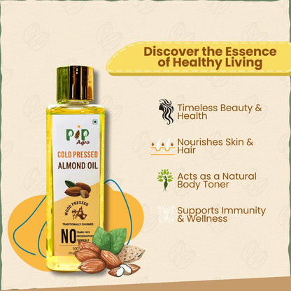 Wooden Cold Pressed Almond / Badam Oil 100 ml - Cold Pressed | बदाम तेल