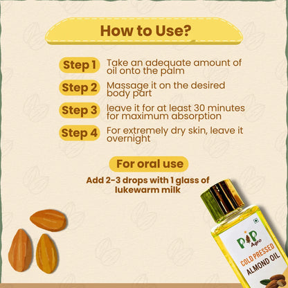 Wooden Cold Pressed Almond / Badam Oil 100 ml - Cold Pressed | बदाम तेल