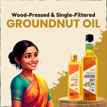 Groundnut Oil, Wood-Pressed, Single-filtered - Cold Pressed | शेंगदाणे तेल