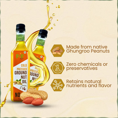 Groundnut Oil, Wood-Pressed, Single-filtered - Cold Pressed | शेंगदाणे तेल