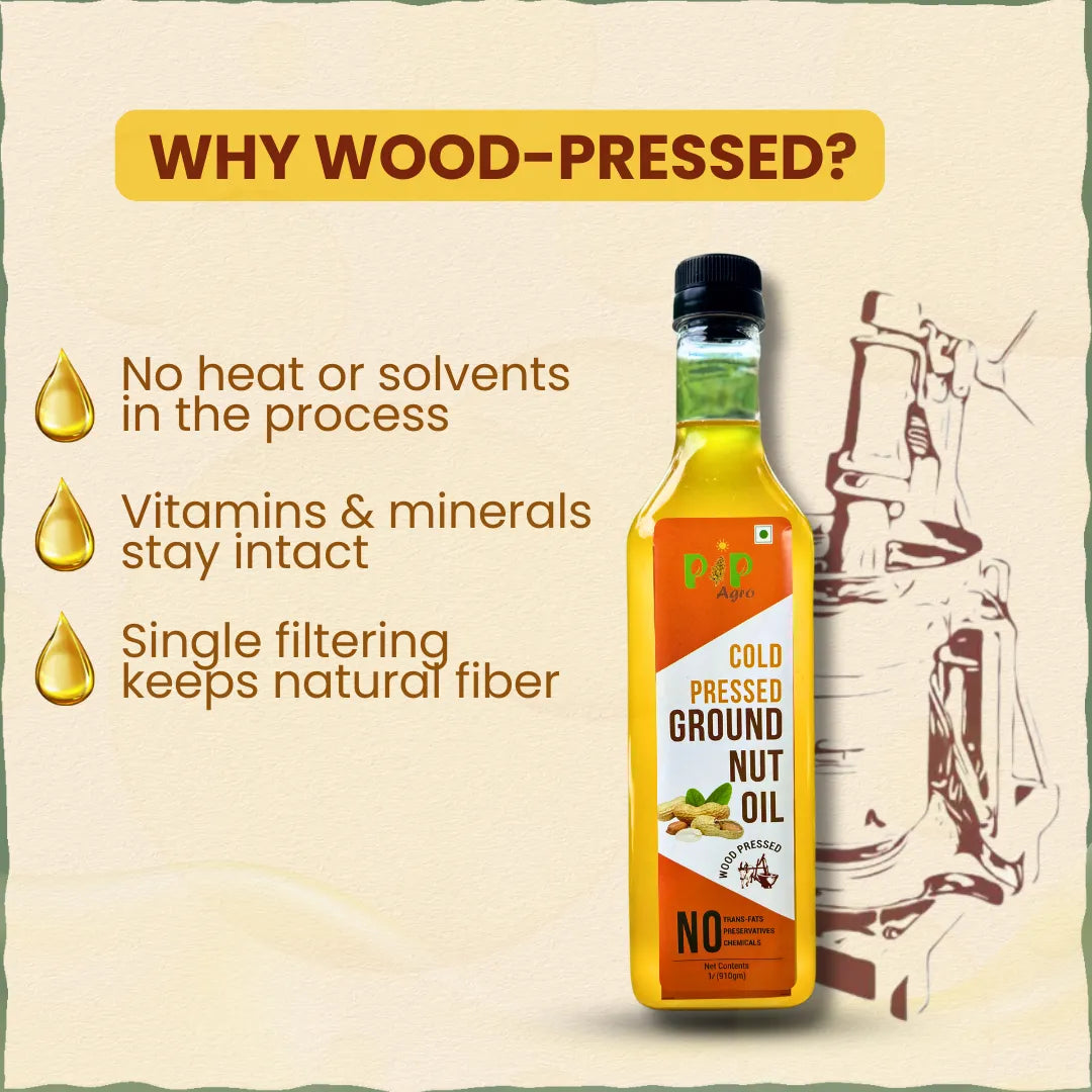 Groundnut Oil, Wood-Pressed, Single-filtered - Cold Pressed | शेंगदाणे तेल