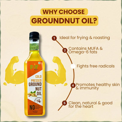 Groundnut Oil, Wood-Pressed, Single-filtered - Cold Pressed | शेंगदाणे तेल