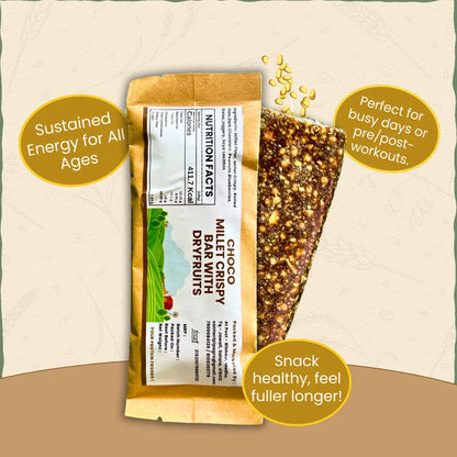 Millet Dryfruit Bar 40 gm | Almond, Dates, Cranberries & Foxtail - No Added Sugar | मिलेट ड्रायफ्रूट बार