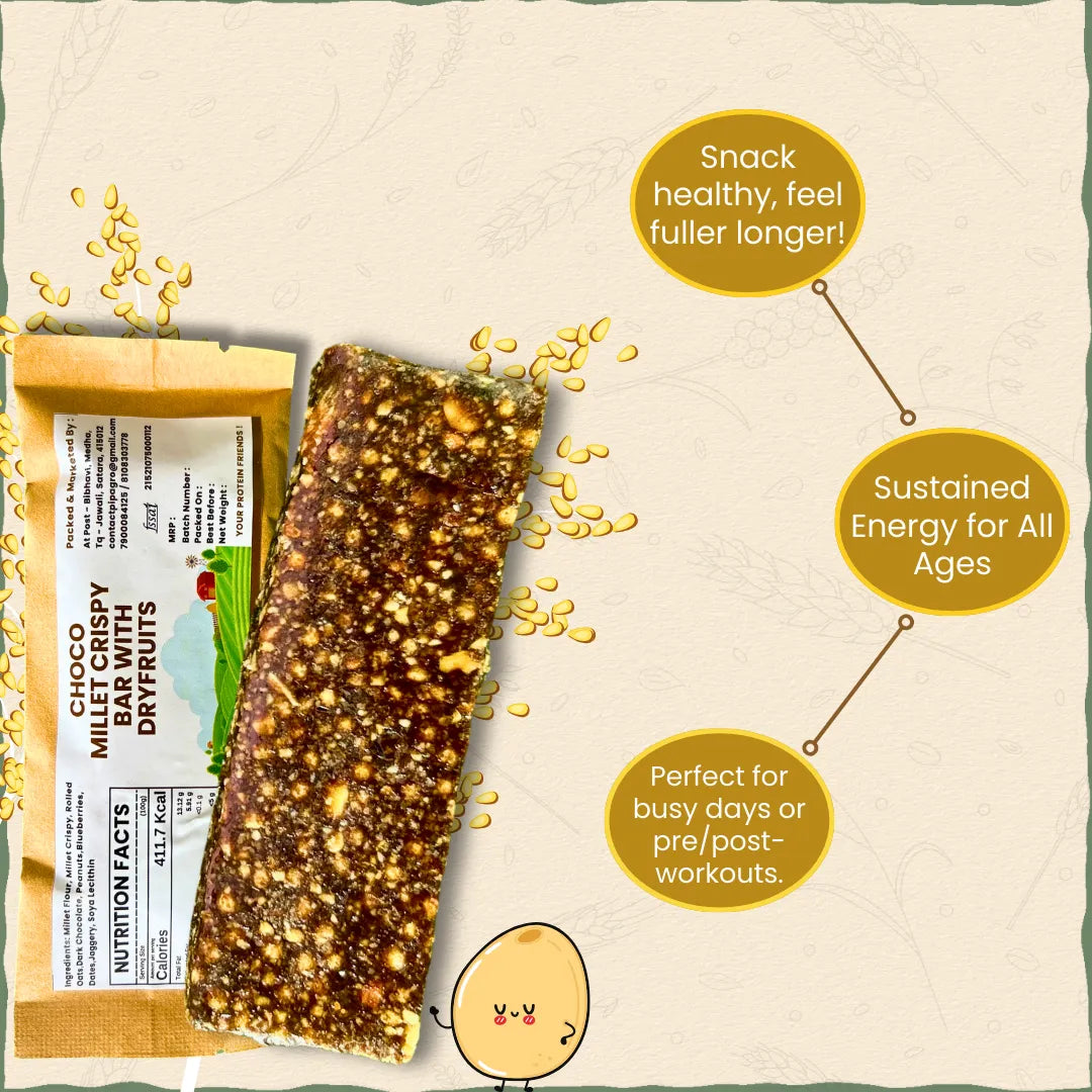 Millet Dryfruit Bar 40 gm | Almond, Dates, Cranberries & Foxtail - No Added Sugar | मिलेट ड्रायफ्रूट बार