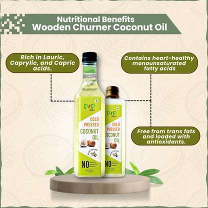 Wooden Churner Coconut Oil - Cold Pressed | नारळ तेल