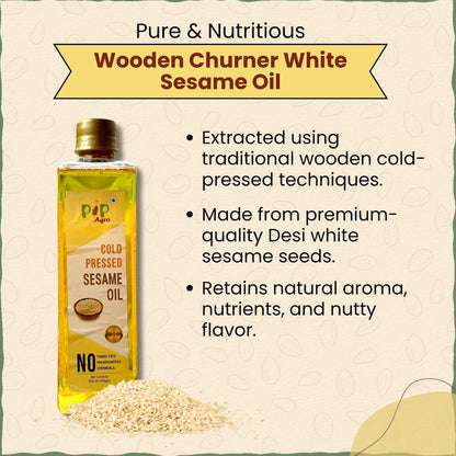 Wooden Churner White Sesame Oil | पांढरे तीळ तेल